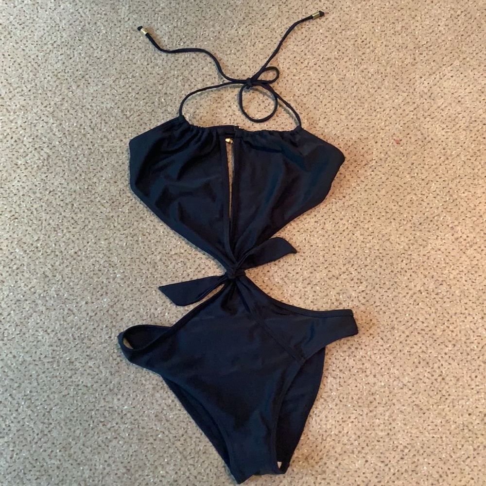 Brette Sandler black cut out one piece swim suit